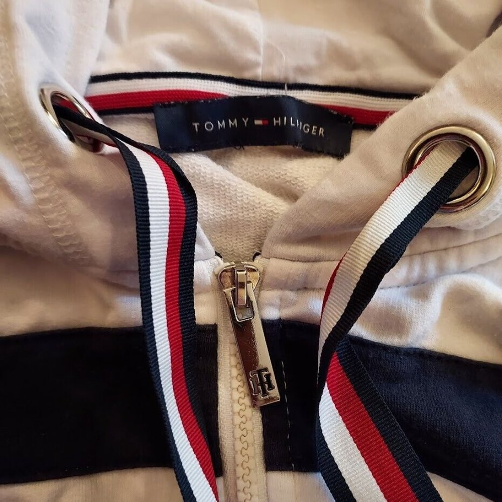 Preppy Tommy Hilfiger Sport White Logo Zip Up Hoodie